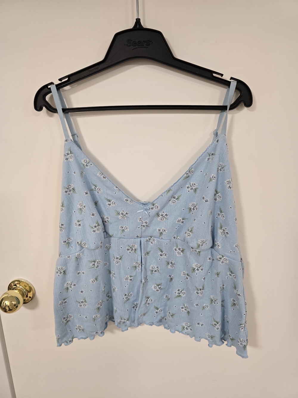 La Vie En Rose Pastel Blue Floral V-Neck Camisole
